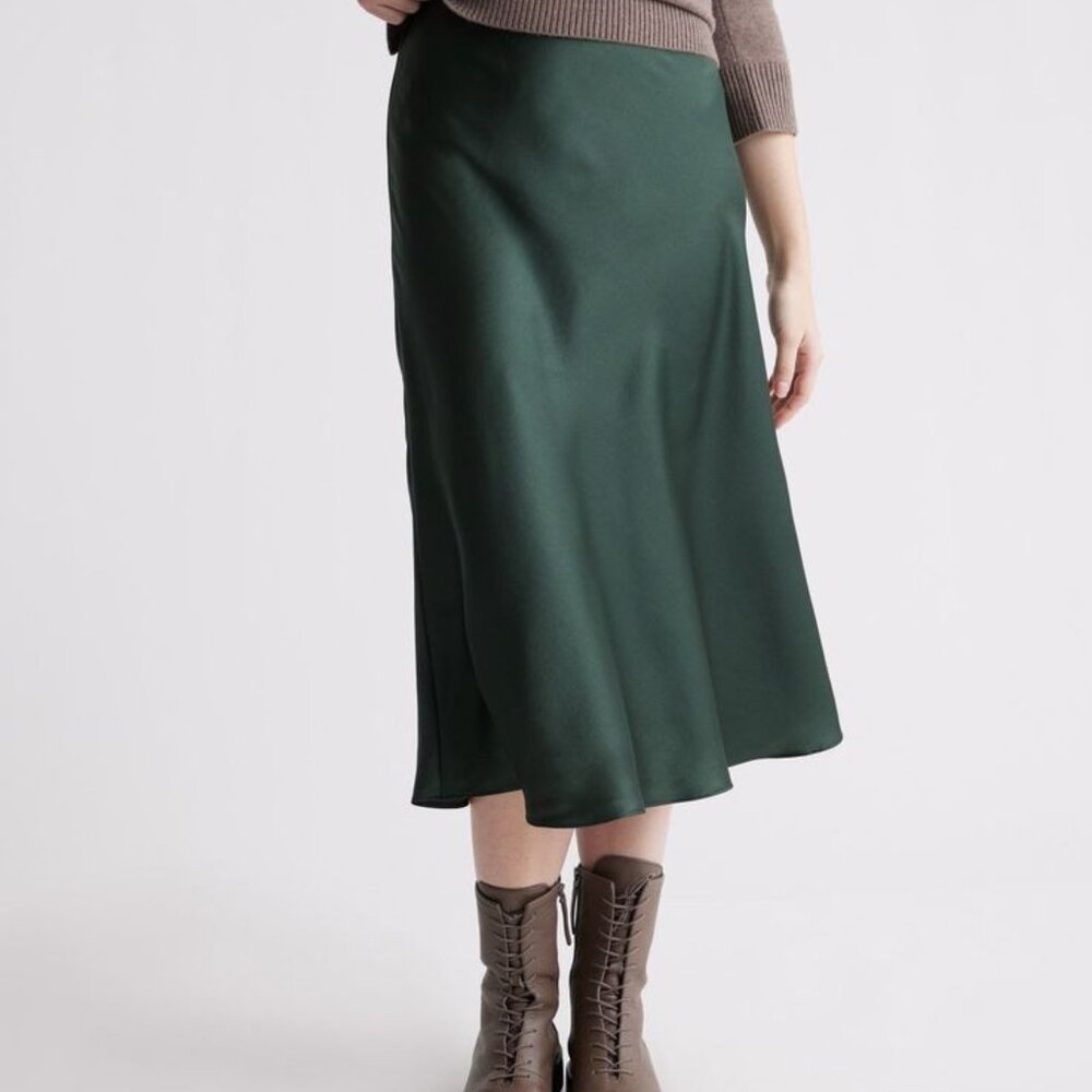 NWT Quince 100% Washable Silk Skirt. XL. Deep Green. Perfect Condition - Picture 3 of 14